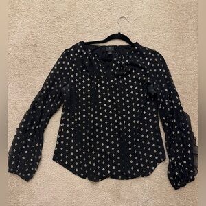Worthington Black Blouse with Gold Pattern